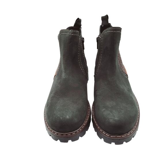 Josef Siebel Charcoal Gray Suede White Stitch Chelsea Boot Lug Sole EU Sz 39 NWT - Picture 5 of 15